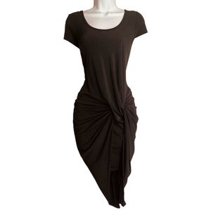 FRENCH ATMOSHPHERE Black Ruching Twist Short Sleeve Dress X-Large NWT
